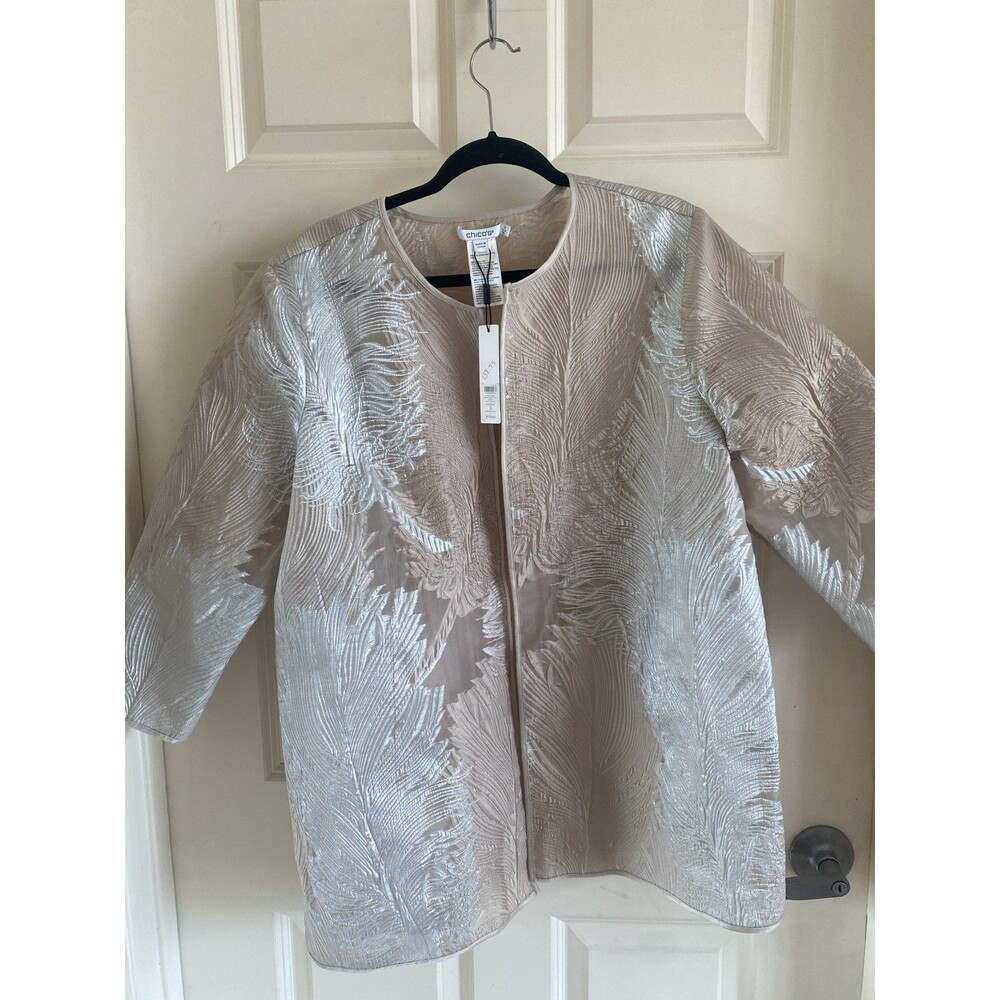 Nwt’ Chico’s Traveler Collection Metallic Organza Jacket Sold Out XL $172